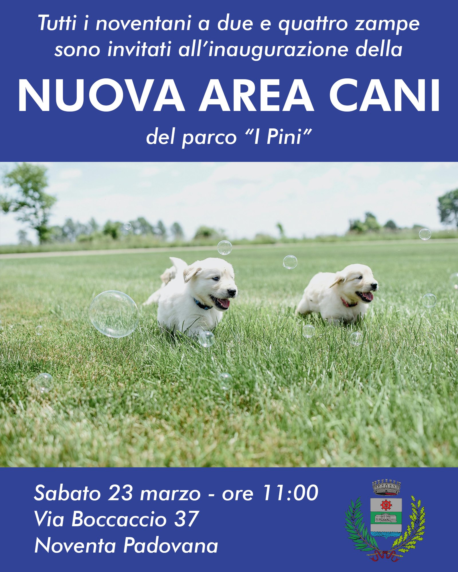 Sabato 23 marzo si inaugura la nuova area cani del parco "I Pini"